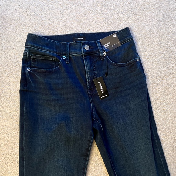 Express Skyscraper Dark Wash Front Vent Stretch Jeans Pants Size 4 Mid Rise - Picture 5 of 9